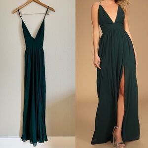 Lulus Ballroom Bliss Emerald Green Pleated Maxi Dress
